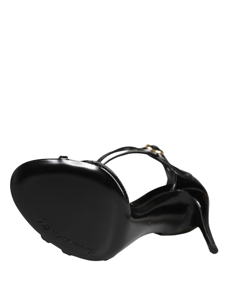 Dolce & Gabbana Sandali neri in pelle con tacco a stiletto