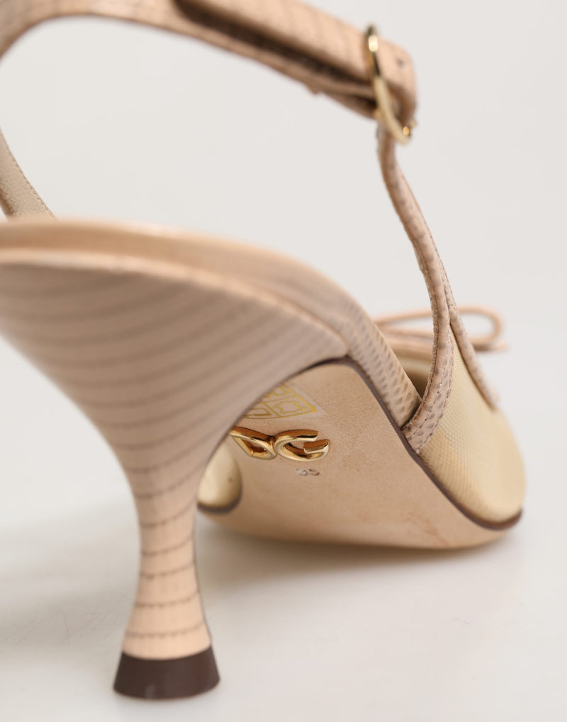 Sandalias destalonadas Lori de malla y piel beige de Dolce & Gabbana