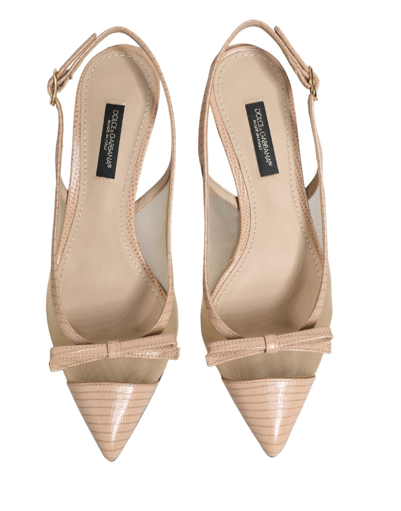 Sandalias destalonadas Lori de malla y piel beige de Dolce & Gabbana