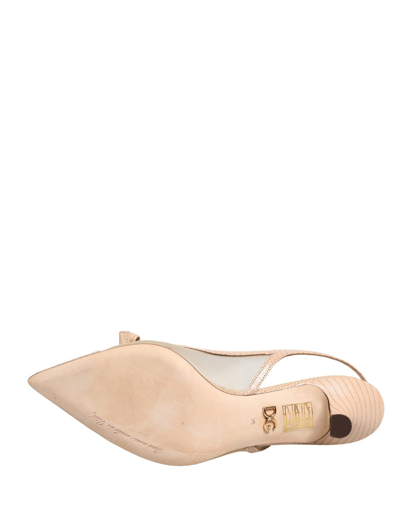 Sandalias destalonadas Lori de malla y piel beige de Dolce & Gabbana