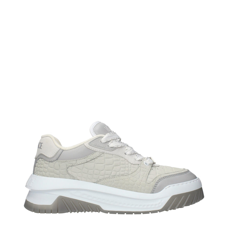 Versace Gray Leather Low Top Sneakers