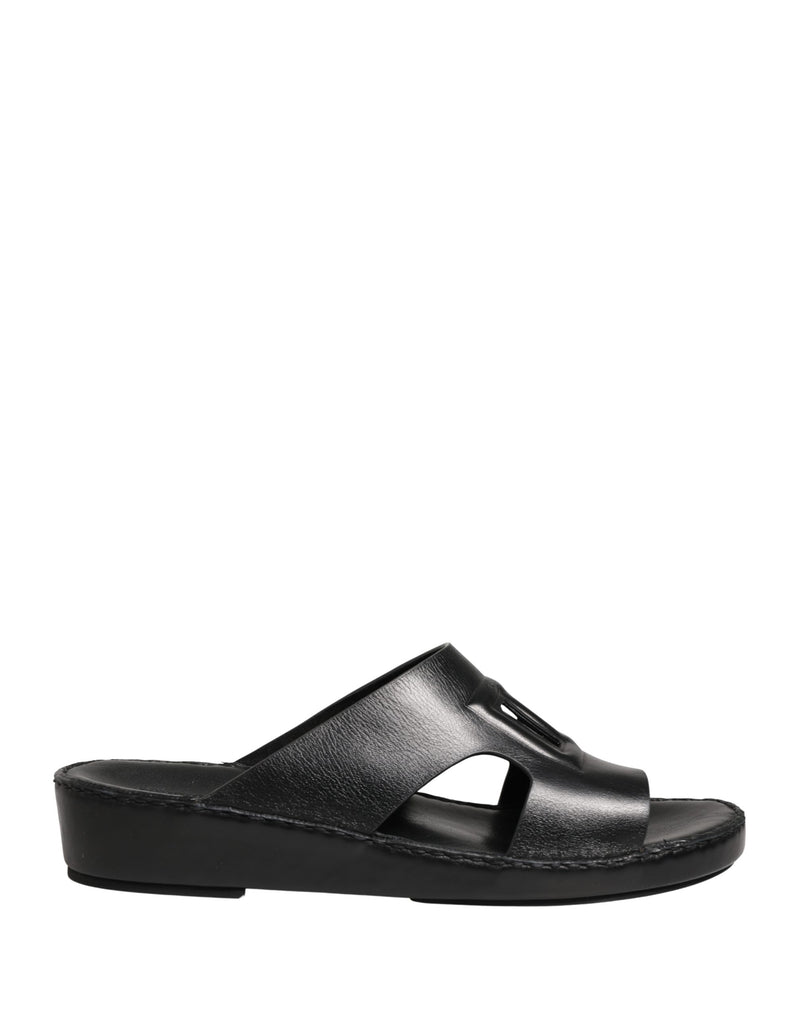 Dolce & Gabbana Black Leather Cutout DG Logo Sandals Shoes