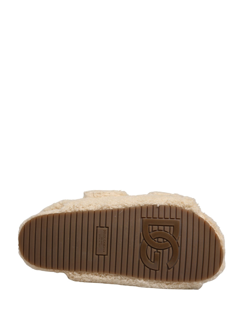 Dolce & Gabbana Ciabatte basse da uomo beige in ecopelliccia