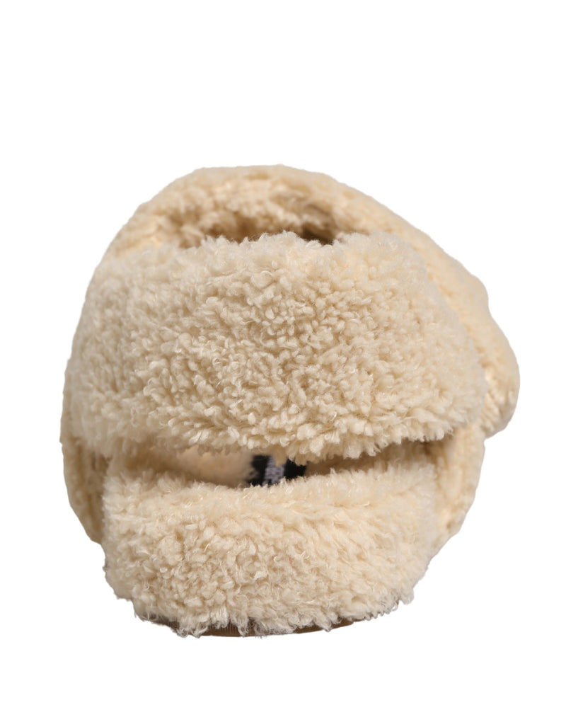 Dolce & Gabbana Ciabatte basse da uomo beige in ecopelliccia
