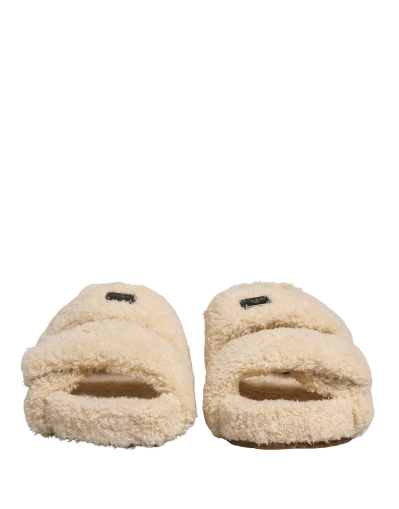 Dolce & Gabbana Ciabatte basse da uomo beige in ecopelliccia
