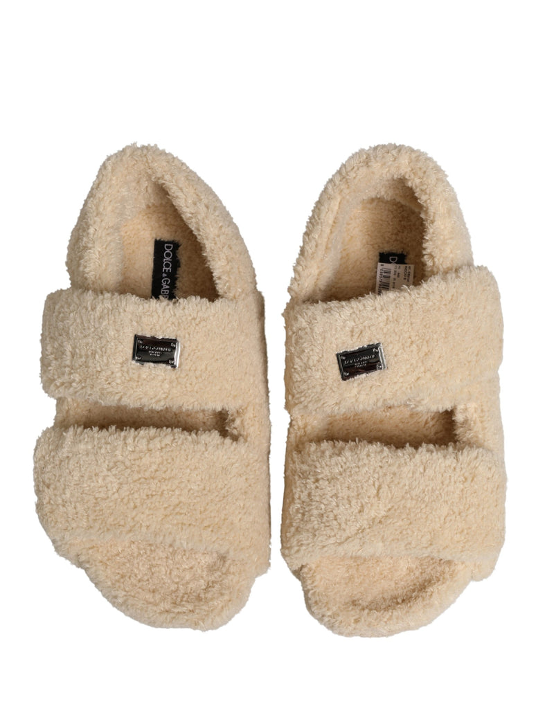 Dolce & Gabbana Ciabatte basse da uomo beige in ecopelliccia