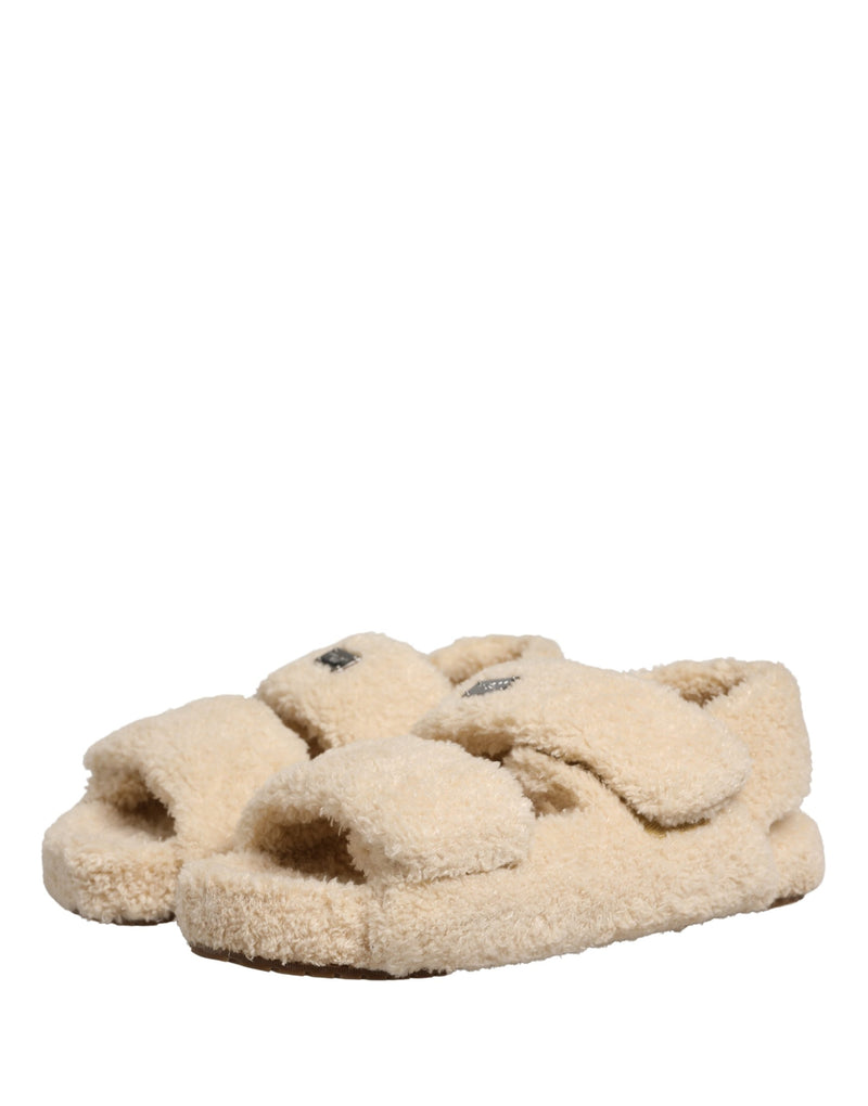 Dolce & Gabbana Ciabatte basse da uomo beige in ecopelliccia