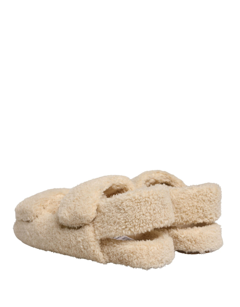 Dolce & Gabbana Ciabatte basse da uomo beige in ecopelliccia