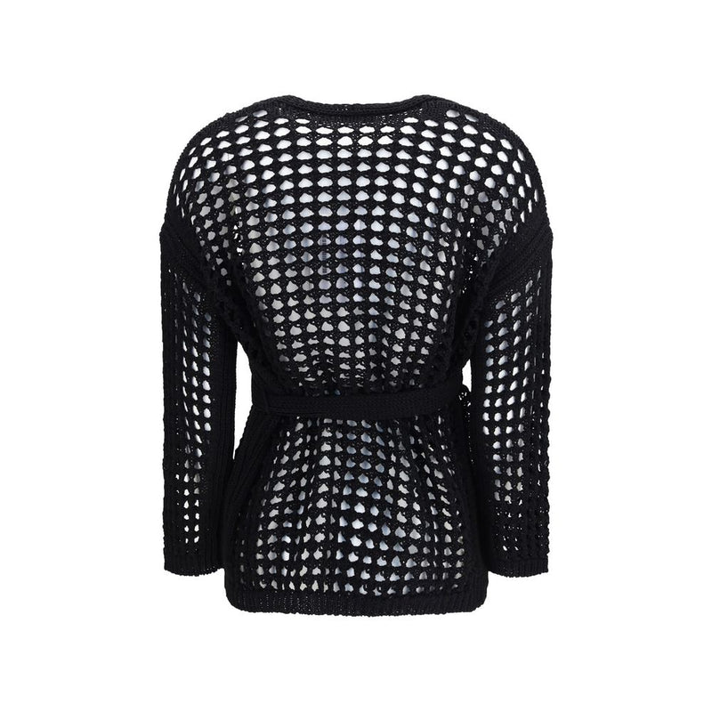 Max Mara Pure Black Cotton Cardigan