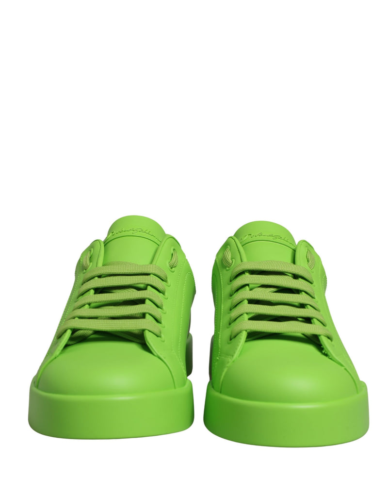 Tênis cano baixo Portofino de couro verde Dolce & Gabbana