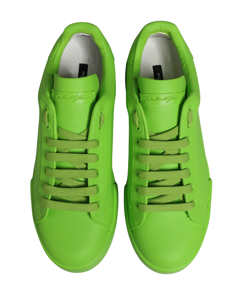 Tênis cano baixo Portofino de couro verde Dolce & Gabbana
