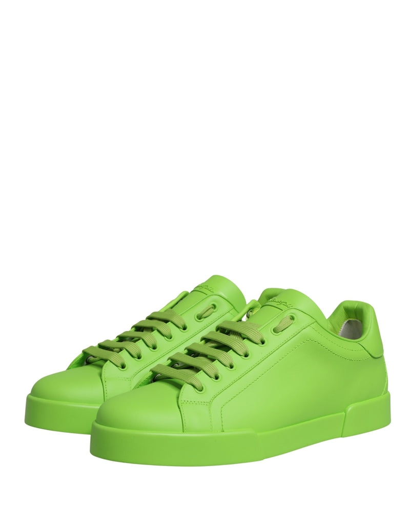 Tênis cano baixo Portofino de couro verde Dolce & Gabbana