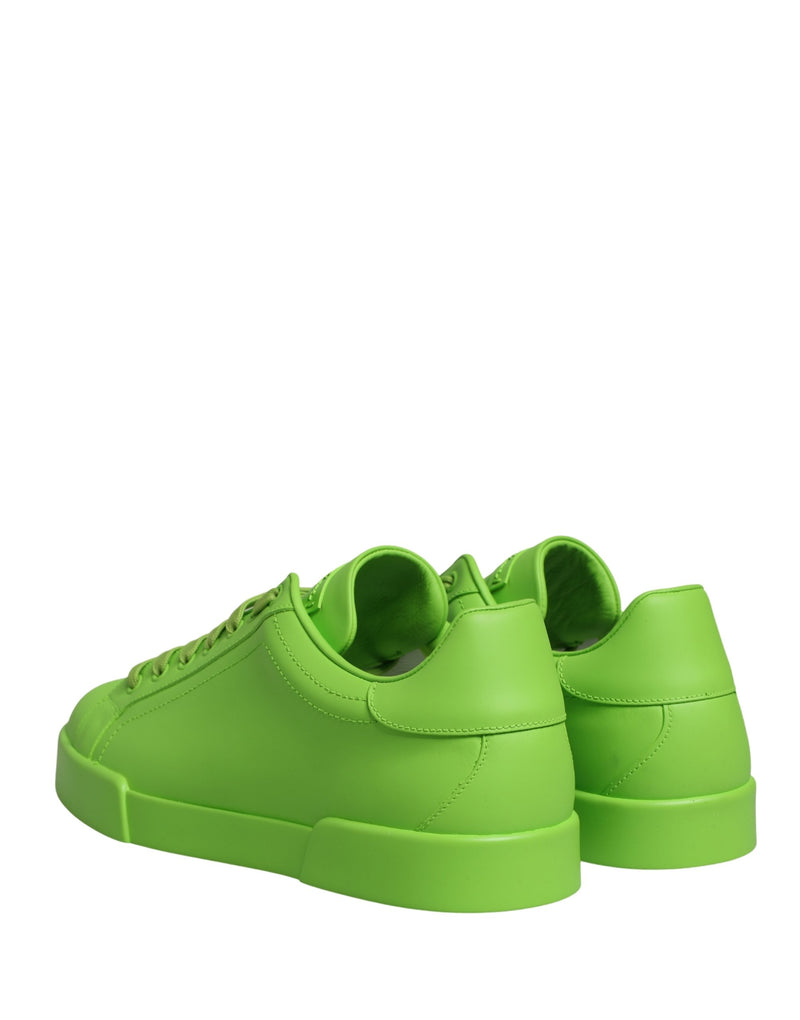 Tênis cano baixo Portofino de couro verde Dolce & Gabbana