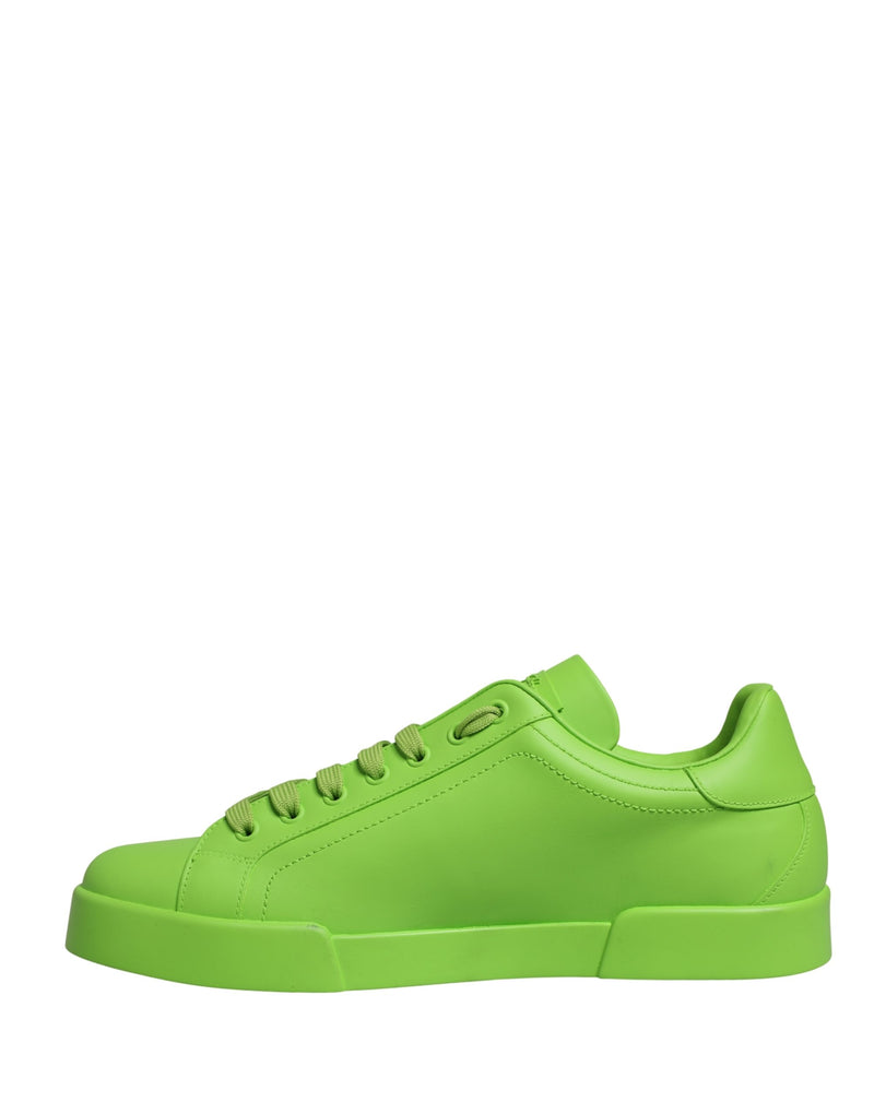 Tênis cano baixo Portofino de couro verde Dolce & Gabbana