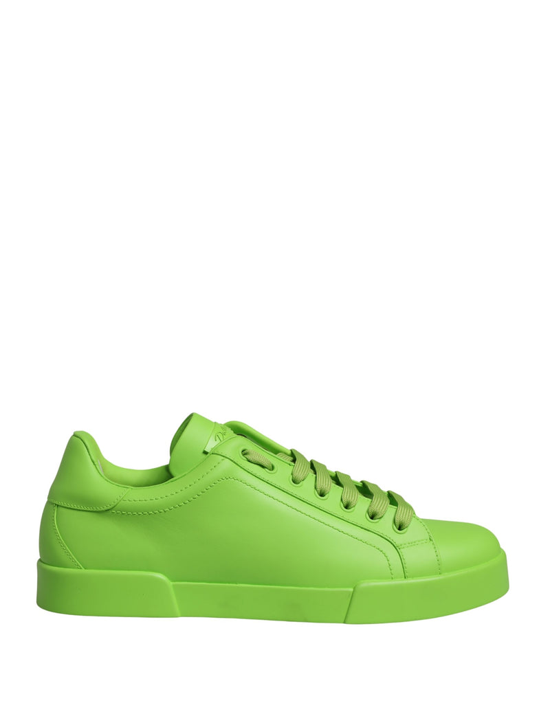 Tênis cano baixo Portofino de couro verde Dolce & Gabbana