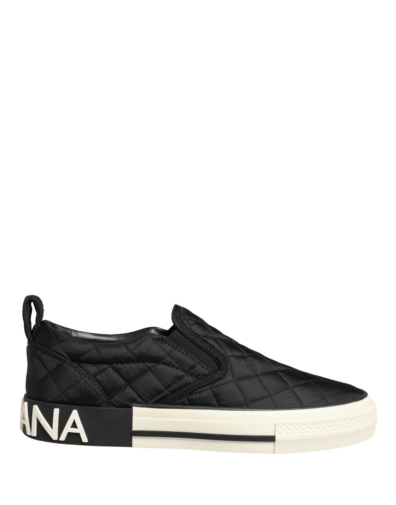 Tênis slip-on de cano baixo acolchoados pretos Dolce & Gabbana