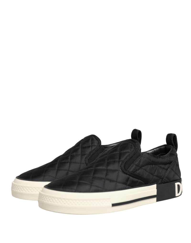 Tênis slip-on de cano baixo acolchoados pretos Dolce & Gabbana
