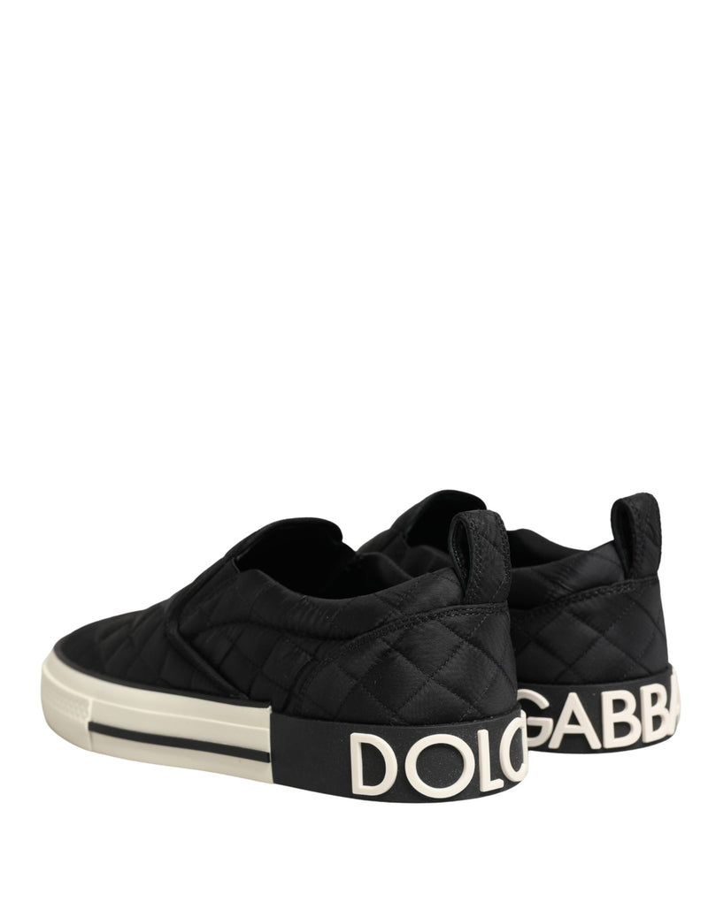 Tênis slip-on de cano baixo acolchoados pretos Dolce & Gabbana