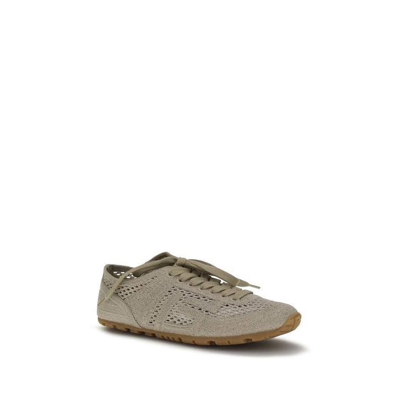 Balmain Beige Cotton Athletic Sneakers