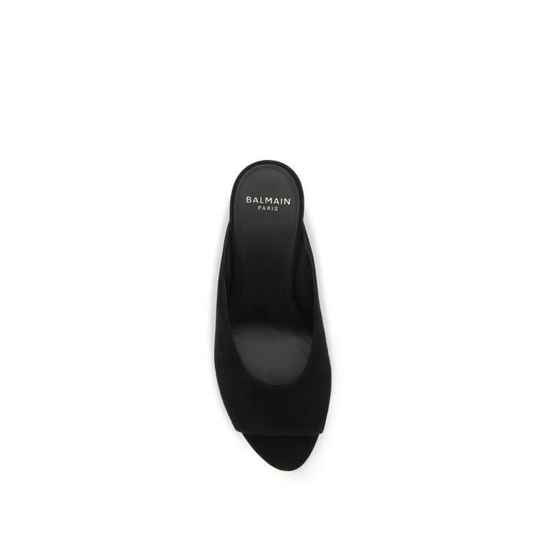Balmain Black Goatskin Mules