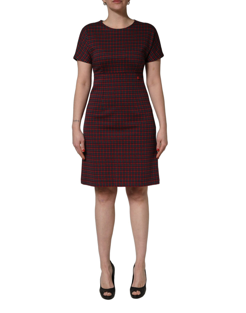 Vestido de cuadros rojos y negros entallado de manga corta de Dolce & Gabbana