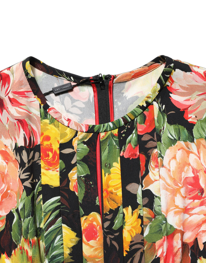 Vestido midi multicolorido com estampa floral e mangas longas Dolce & Gabbana