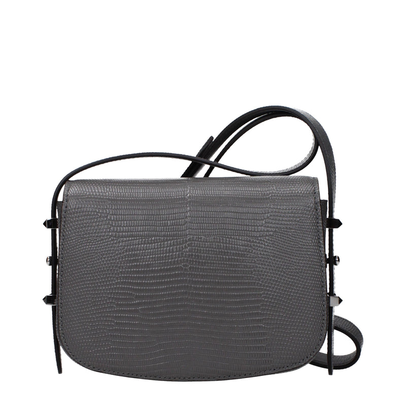 Jimmy Choo Gray Leather Shoulder Bag