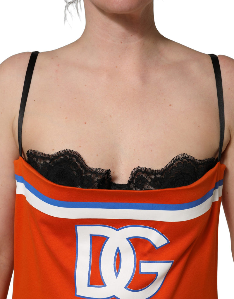 Vestido mini laranja de algodão inspirado no futebol americano do Super Bowl Dolce & Gabbana