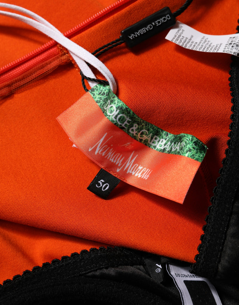 Vestido mini laranja de algodão inspirado no futebol americano do Super Bowl Dolce & Gabbana