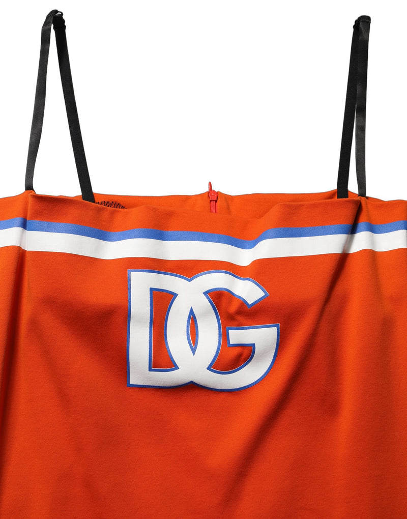 Vestido mini laranja de algodão inspirado no futebol americano do Super Bowl Dolce & Gabbana