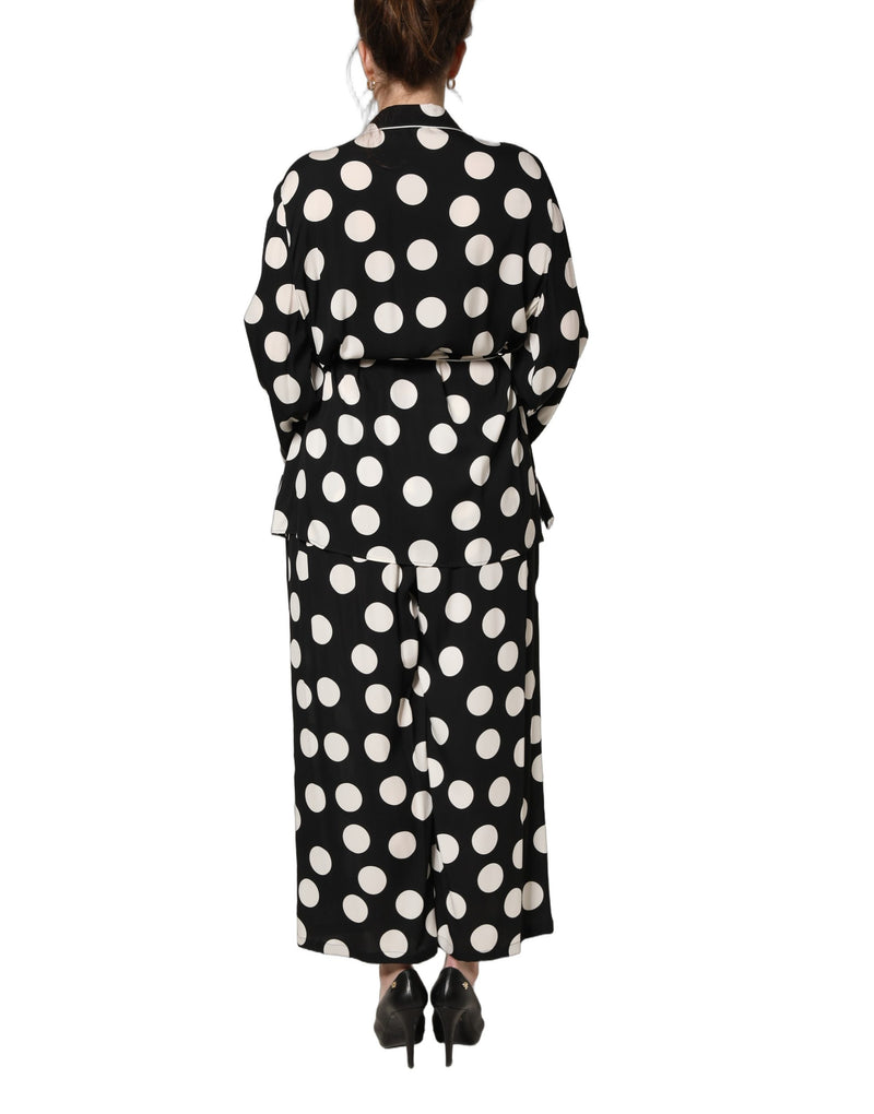 Ensemble de pyjama deux pièces Dolce & Gabbana noir et blanc à pois