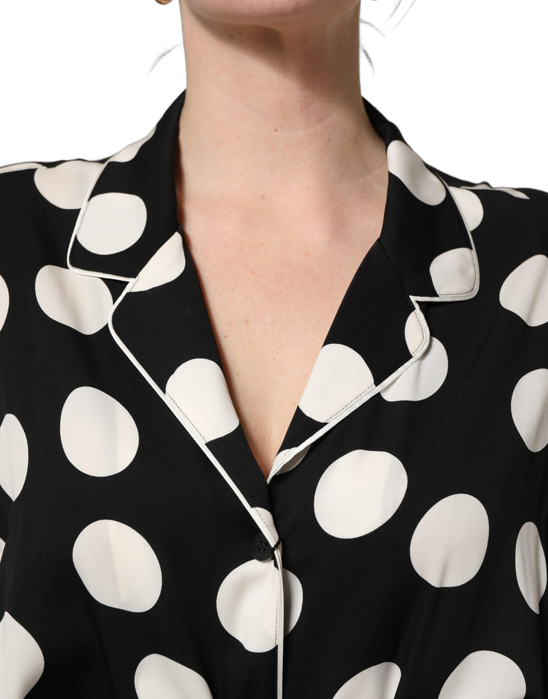 Ensemble de pyjama deux pièces Dolce & Gabbana noir et blanc à pois