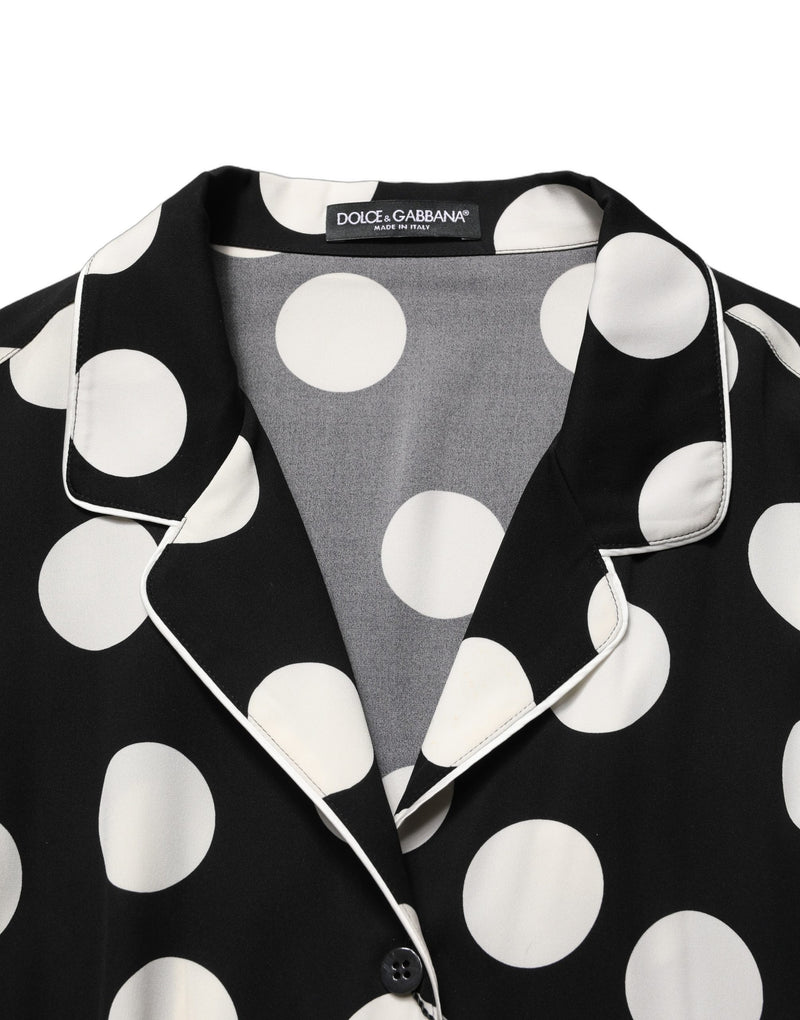 Ensemble de pyjama deux pièces Dolce & Gabbana noir et blanc à pois