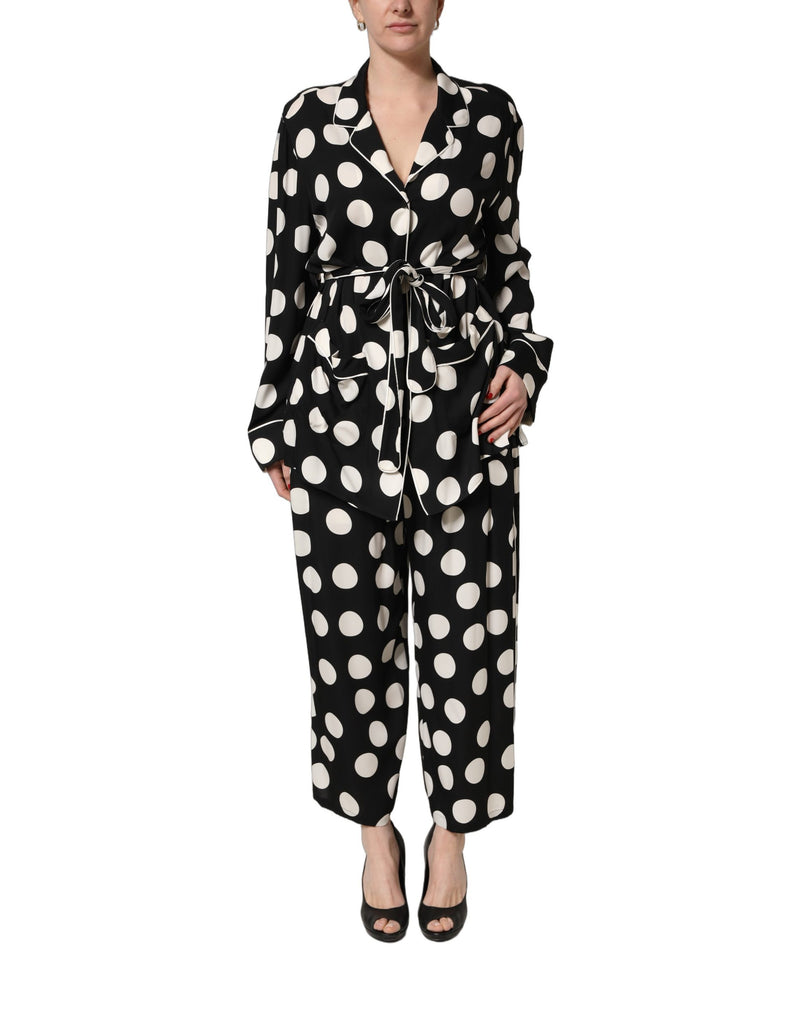 Ensemble de pyjama deux pièces Dolce & Gabbana noir et blanc à pois