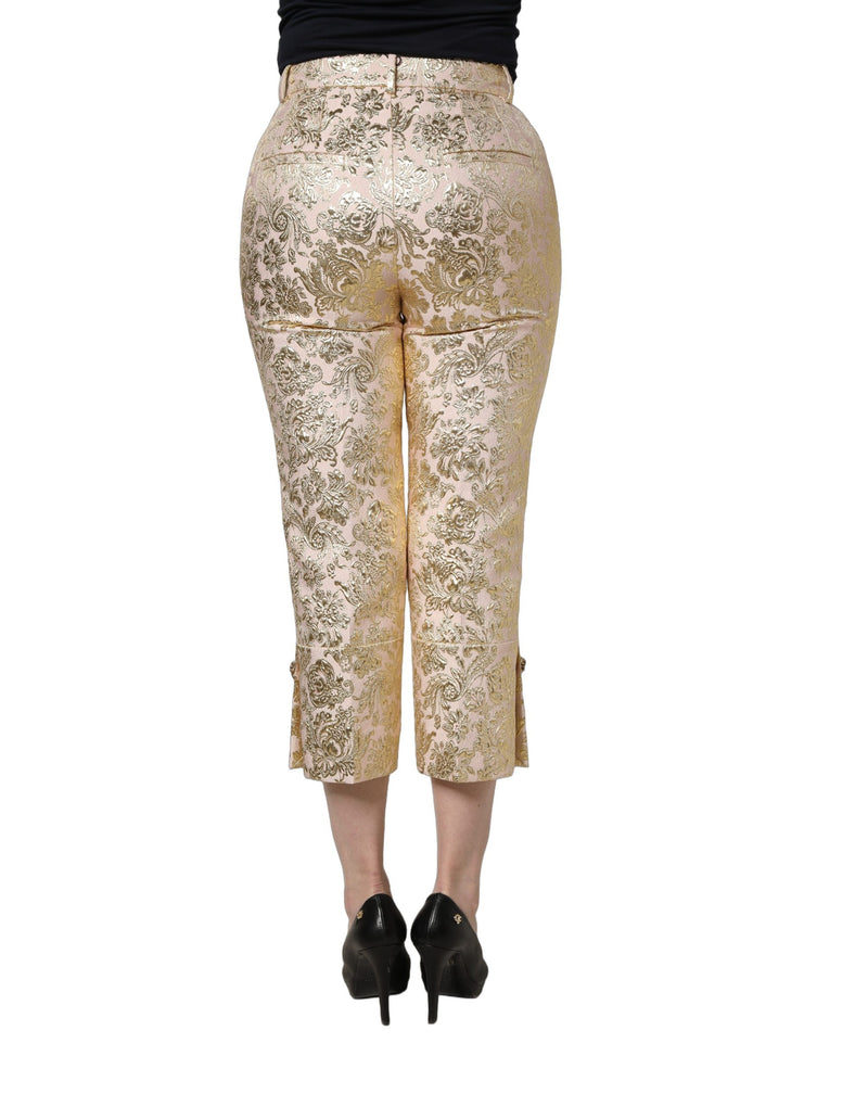 Pantalones cortos dorados de jacquard floral con lamé de Dolce & Gabbana