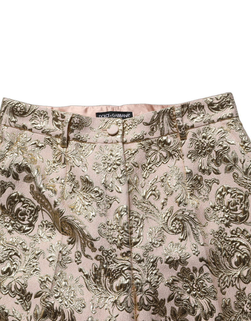 Pantalones cortos dorados de jacquard floral con lamé de Dolce & Gabbana