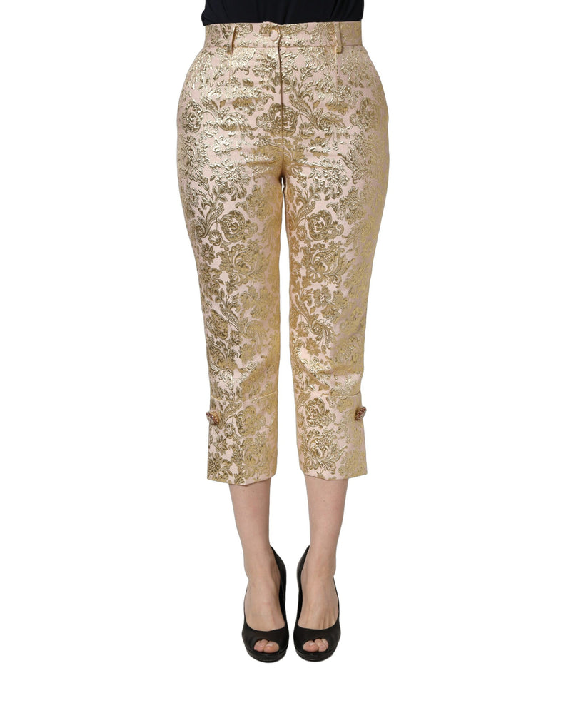 Pantalones cortos dorados de jacquard floral con lamé de Dolce & Gabbana