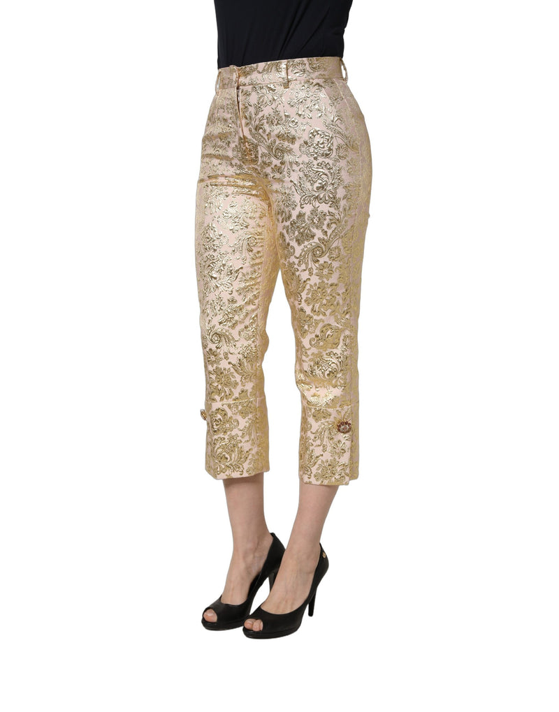 Pantalones cortos dorados de jacquard floral con lamé de Dolce & Gabbana