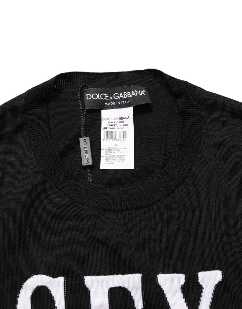 Top nero a maniche lunghe con stampa grafica Dolce & Gabbana
