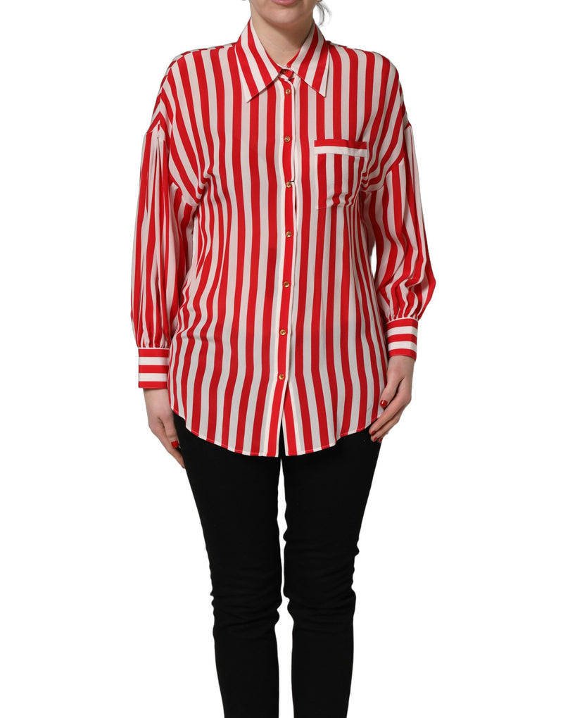 Blusa de seda de manga larga con rayas rojas y blancas de Dolce & Gabbana