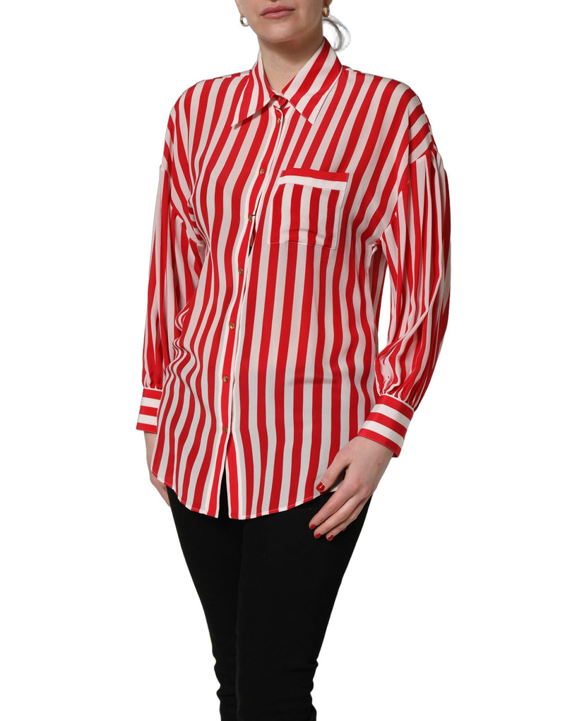 Blusa de seda de manga larga con rayas rojas y blancas de Dolce & Gabbana