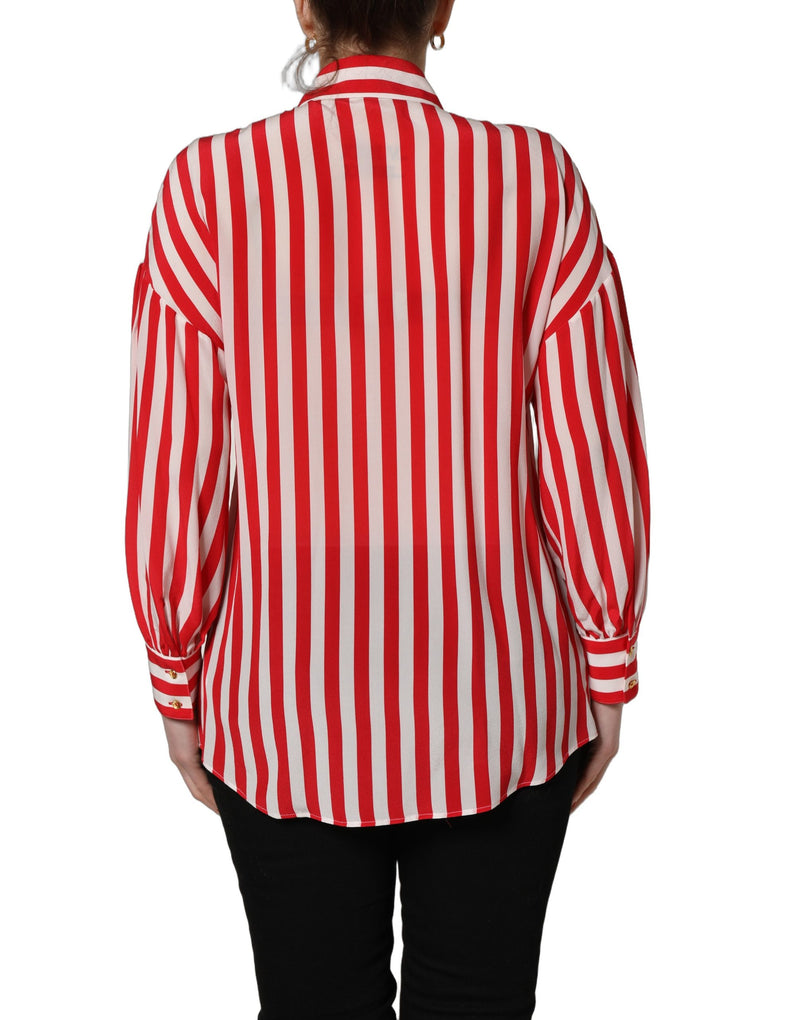 Blusa de seda de manga larga con rayas rojas y blancas de Dolce & Gabbana