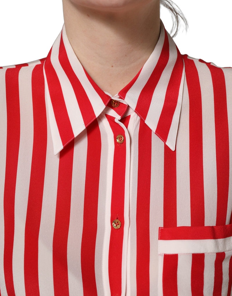 Blusa de seda de manga larga con rayas rojas y blancas de Dolce & Gabbana