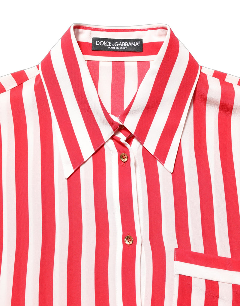 Blusa de seda de manga larga con rayas rojas y blancas de Dolce & Gabbana