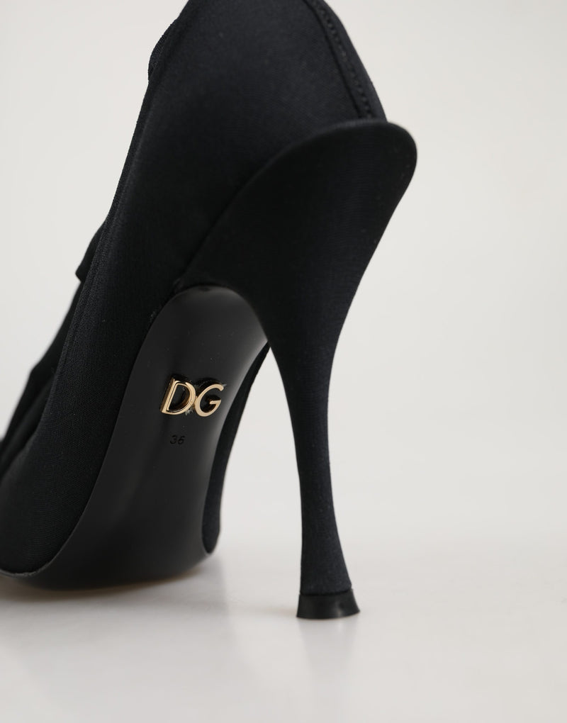 Bota de cano alto em meia elástica preta Dolce & Gabbana
