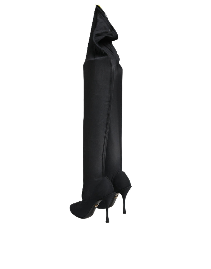 Bota de cano alto em meia elástica preta Dolce & Gabbana