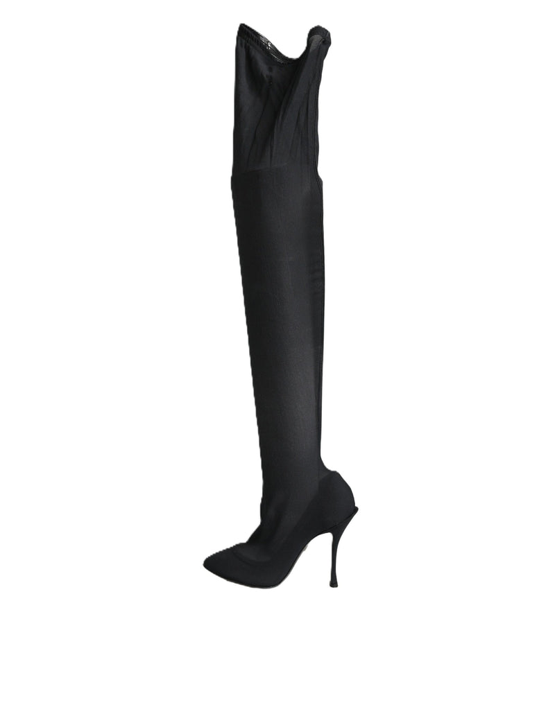 Bota de cano alto em meia elástica preta Dolce & Gabbana