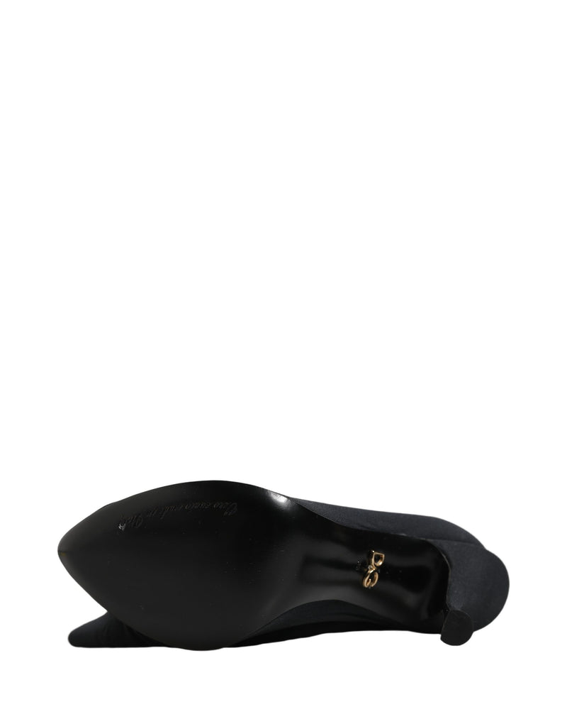 Bota de cano alto em meia elástica preta Dolce & Gabbana