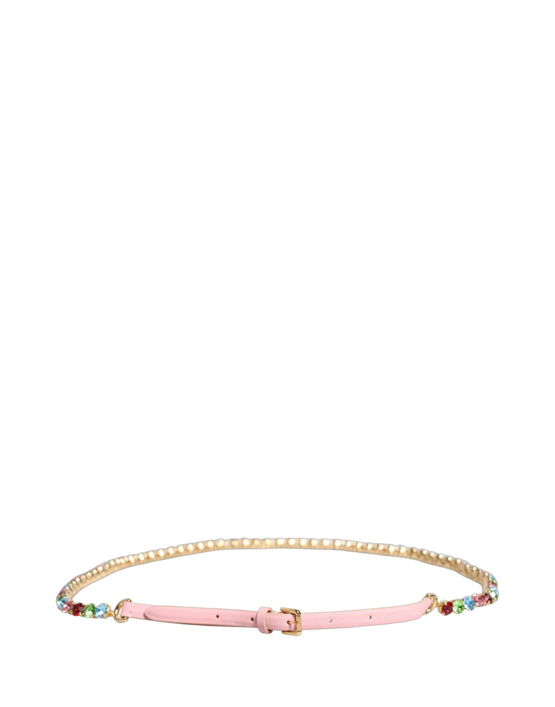 Cinto de couro rosa adornado com corrente de cristais Dolce & Gabbana