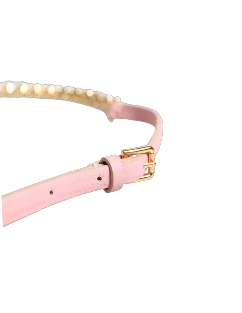 Cinto de couro rosa adornado com corrente de cristais Dolce & Gabbana